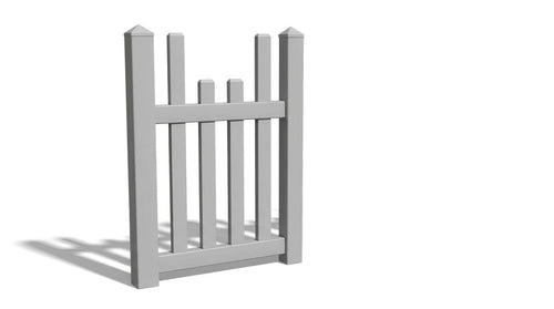 4' Tall x 3' Wide Single Swing Vinyl Gate For Vinyl Fences (AFC-97) - Light Gray