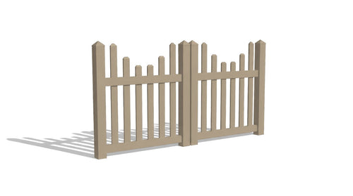 4' Tall x 8' Wide Double Drive Swing Vinyl Gate For Vinyl Fences (AFC-97) - Adobe