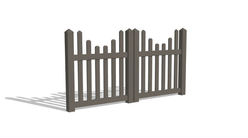 4' Tall x 8' Wide Double Drive Swing Vinyl Gate For Vinyl Fences (AFC-97) - Dark Gray