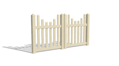 4' Tall x 8' Wide Double Drive Swing Vinyl Gate For Vinyl Fences (AFC-97) - Tan
