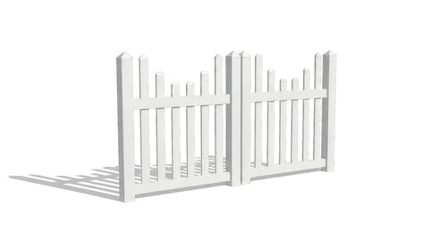4' Tall x 8' Wide Double Drive Swing Vinyl Gate For Vinyl Fences (AFC-97) - White
