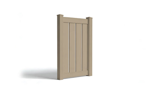 5' Tall x 3' Wide Single Swing Vinyl Gate For Vinyl Fences (AFC-C32) - Adobe