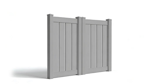 5' Tall x 6' Wide Double Drive Swing Vinyl Gate For Vinyl Fences (AFC-C32) - Light Gray
