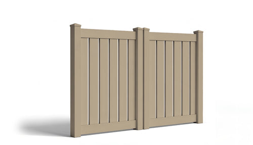 5' Tall x 8' Wide Double Drive Swing Vinyl Gate For Vinyl Fences (AFC-C32) - Adobe