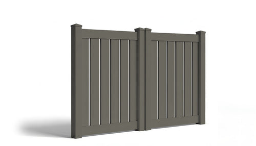 5' Tall x 8' Wide Double Drive Swing Vinyl Gate For Vinyl Fences (AFC-C32) - Dark Gray