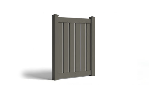 5' Tall x 4' Wide Single Swing Vinyl Gate For Vinyl Fences (AFC-C32) - Dark Gray