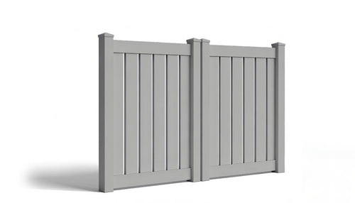 5' Tall x 8' Wide Double Drive Swing Vinyl Gate For Vinyl Fences (AFC-C32) - Light Gray