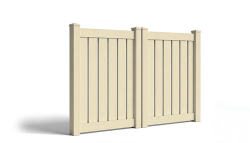 5' Tall x 8' Wide Double Drive Swing Vinyl Gate For Vinyl Fences (AFC-C32) - Tan