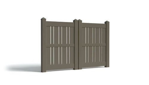 6' Tall x 6' Wide Double Drive Swing Vinyl Gate For Vinyl Fences (AFS-23) - Dark Gray