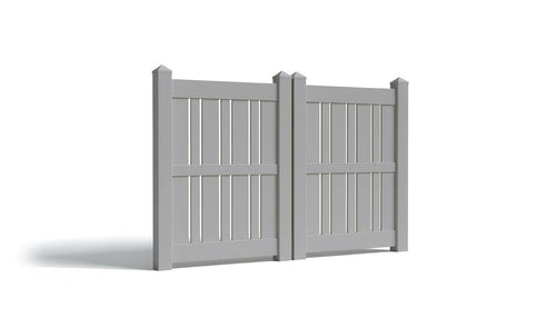 6' Tall x 6' Wide Double Drive Swing Vinyl Gate For Vinyl Fences (AFS-23) - Light Gray