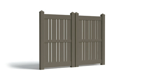 6' Tall x 8' Wide Double Drive Swing Vinyl Gate For Vinyl Fences (AFS-23) - Dark Gray