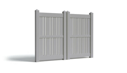 6' Tall x 8' Wide Double Drive Swing Vinyl Gate For Vinyl Fences (AFS-23) - Light Gray