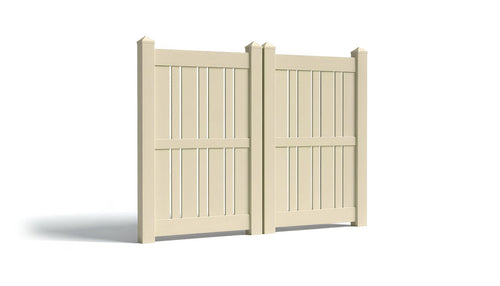 6' Tall x 8' Wide Double Drive Swing Vinyl Gate For Vinyl Fences (AFS-23) - Tan