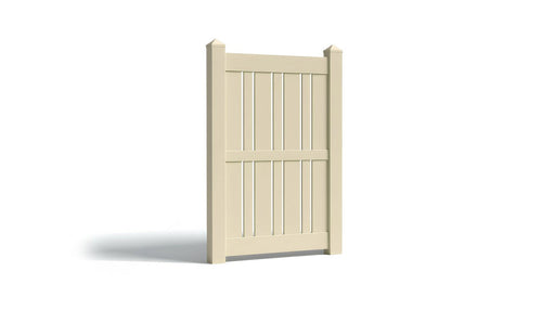 6' Tall x 4' Wide Single Swing Vinyl Gate For Vinyl Fences (AFS-23) - Tan