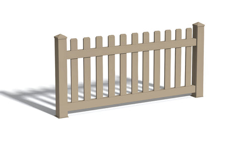 3' Tall x 6' Wide Straight Routed Picket Fence Panel w/ 3" Gap For Vinyl Fences (AFC-11) - Adobe