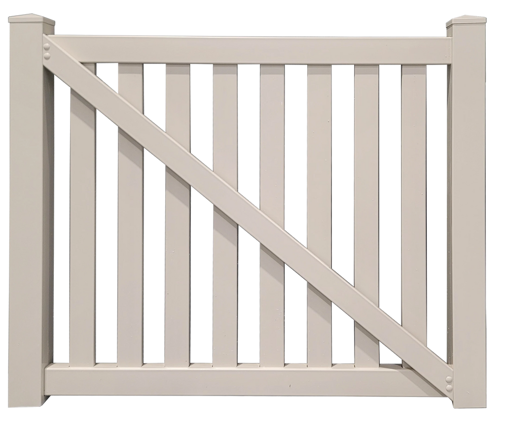 4' x 4' Sandstone SemiPrivate Closed Picket Single Swing Vinyl Fence America's Fence Store