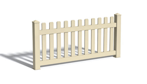 3' Tall x 6' Wide Straight Routed Picket Fence Panel w/ 3" Gap For Vinyl Fences (AFC-11) - Tan