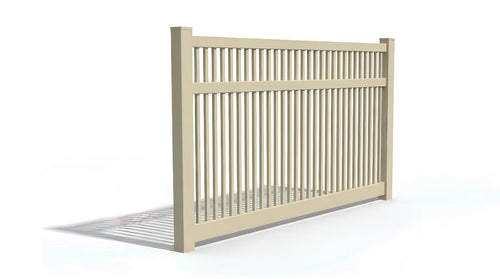 6' Tall x 8' Wide Semi-Private Pool Picket Fence Panel For Vinyl Fences (AFC-017) - Tan