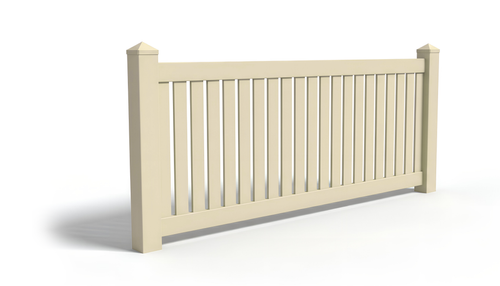 3' Tall x 6' Wide Closed Picket Fence Panel w/ 3" Gap For Vinyl Fences (AFC-16) - Tan
