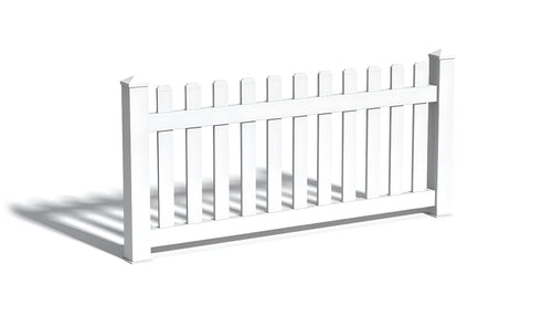 3' Tall x 6' Wide Straight Routed Picket Fence Panel w/ 3" Gap For Vinyl Fences (AFC-11) - White
