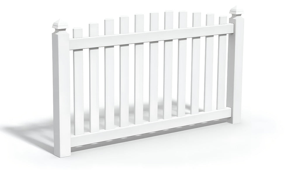 4' Tall x 6' Wide Overscallop Picket Fence Panel w/ 3