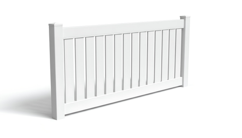 4' Tall x 8' Wide Semi-Privacy Fence Panel w/ 6" Rail For Vinyl Fences (AFC-0304) - White