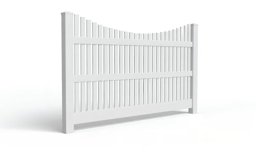 6' Tall x 8' Wide Underscallop Picket Fence Panel w/ 1" Gap For Vinyl Fences (AFC-013) - White