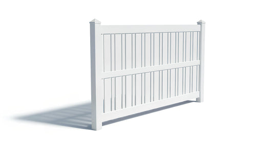 6' Tall x 8' Wide Alternating Picket Fence Panel For Vinyl Fences (AFS-23) - White