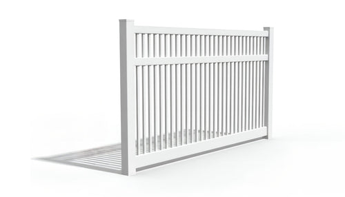 6' Tall x 8' Wide Semi-Private Pool Picket Fence Panel For Vinyl Fences (AFC-017) - White