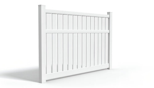 6' Tall x 8' Wide Semi-Private Picket Fence Panel For Vinyl Fences (AFC-034) - White