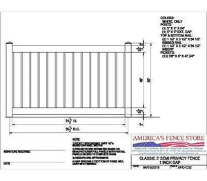 5' Tall x 8' Wide Semi Privacy Fence - AFC-C32