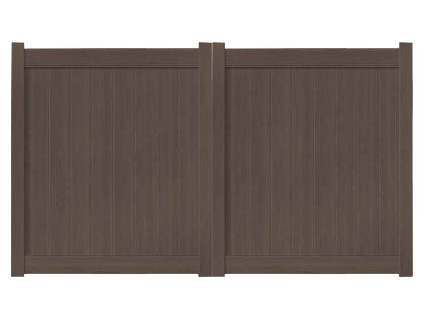 10' x 6' Chestnut Brown Double Drive Vinyl Gate