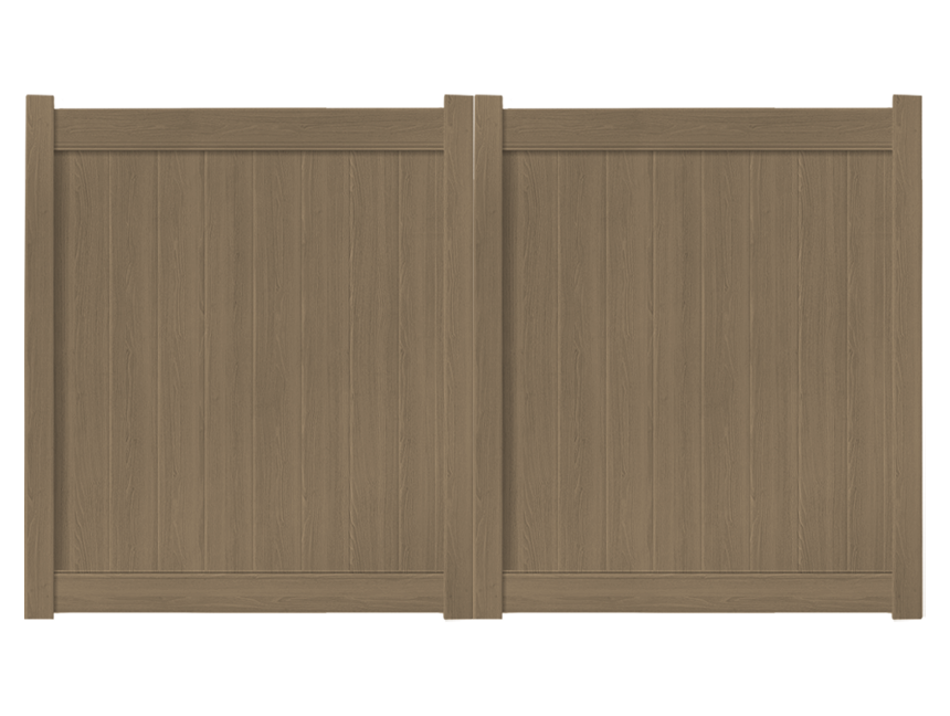 10’ x 6’ Weathered Cedar Double Drive Vinyl Gate