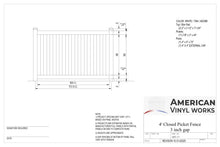 4' Tall x 6' Wide Closed Picket Fence Panel w/ 3" Gap For Vinyl Fences (AFC-17)