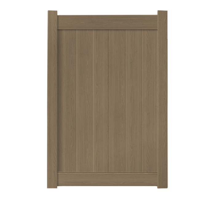 4’ x 6’ Weathered Cedar Single Swing Vinyl Gate