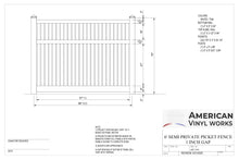 6' Tall x 8' Wide Semi-Private Picket Fence Panel For Vinyl Fences (AFC-034)