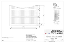 6' Tall x 8' Wide Underscallop Picket Fence Panel w/ 1" Gap For Vinyl Fences (AFC-013)