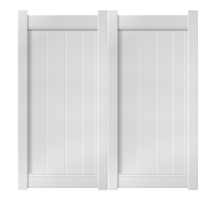 6’ x 6’ White Double Drive Vinyl Gate