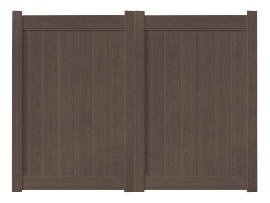 8' x 6' Chestnut Brown Double Drive Vinyl Gate