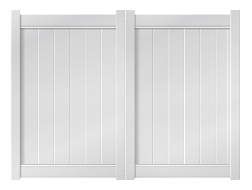 8' x 6' White Double Drive Vinyl Gate