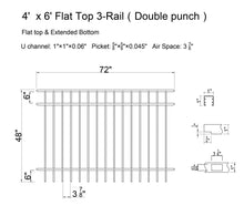 [Price Per Foot] 4' tall Ornamental Aluminum Flat Top Fence