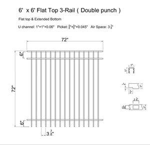 [250 Feet Of Fence] 6' Tall Black Ornamental Aluminum Flat Top Complete Fence Package