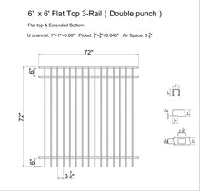 [Price Per Foot] 6' tall Ornamental Aluminum Flat Top Fence