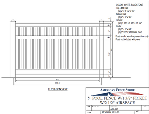 AFC-007   5' Tall x 8' Wide Pool Fence with 2-1/2" Air Space