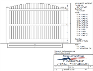 AFC-012   6' Tall x 8' Wide Overscallop Fence with1" Air Space