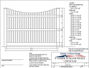 AFC-013   6' Tall x 8' Wide Underscallop Fence with 1" Air Space