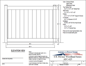 AFC-025   6' Tall x 8' Wide Privacy Fence Woodlands Series