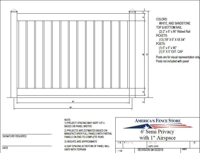 [100 Feet Of Fence] 6' Tall Semi-Privacy 1