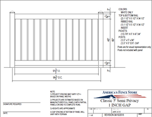 5' Tall x 8' Wide Semi Privacy Fence - AFC-C32