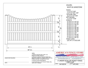 5' Tall x 8' Wide Underscallop Fence with 5/8" Air Space, AFC-003